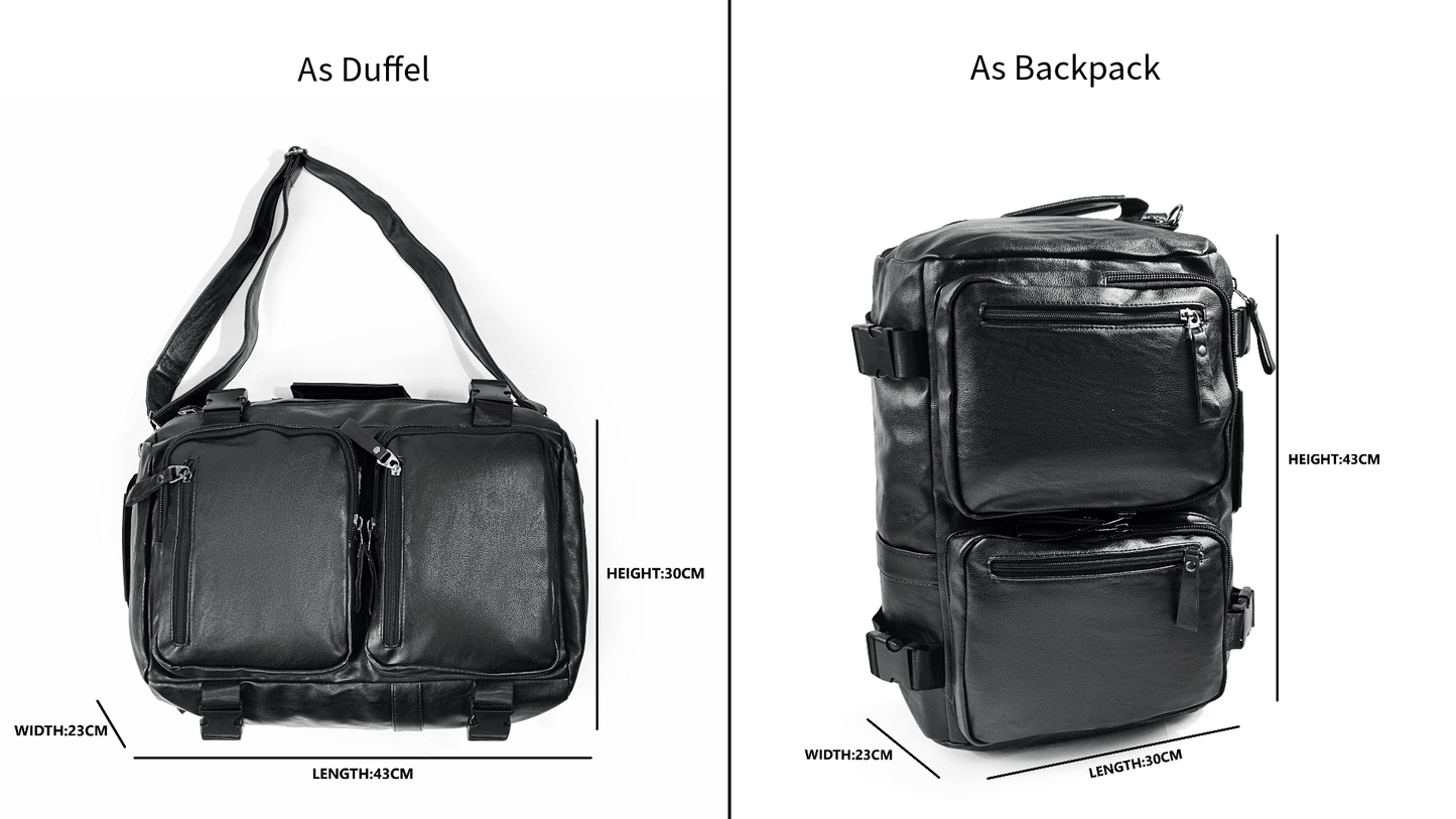 2 in 1 PU Leather Backpack and Duffel bag - SYED JEE