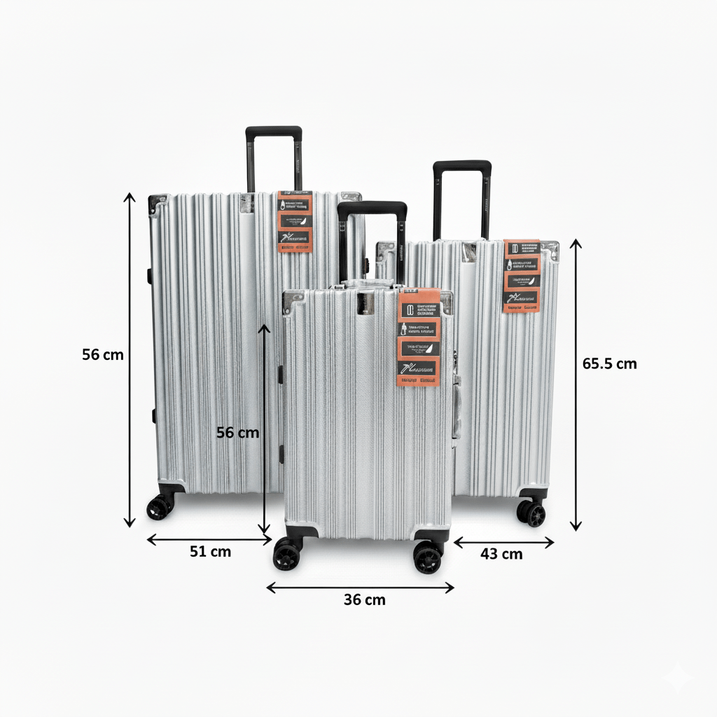 3 Piece Aluminium Frame Hard Shell Luggage Set Lightweight TSA Lock 360 Spinner Wheels - SYED JEE