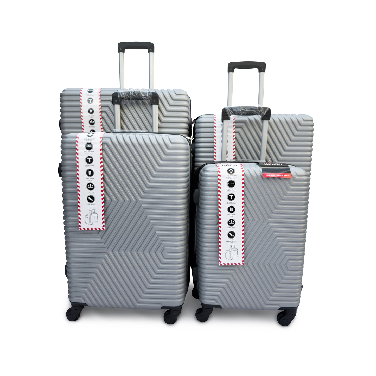 4 Piece ABS Hard Shell Suitcase Set Lightweight TSA Lock 360 Spinner Wheels