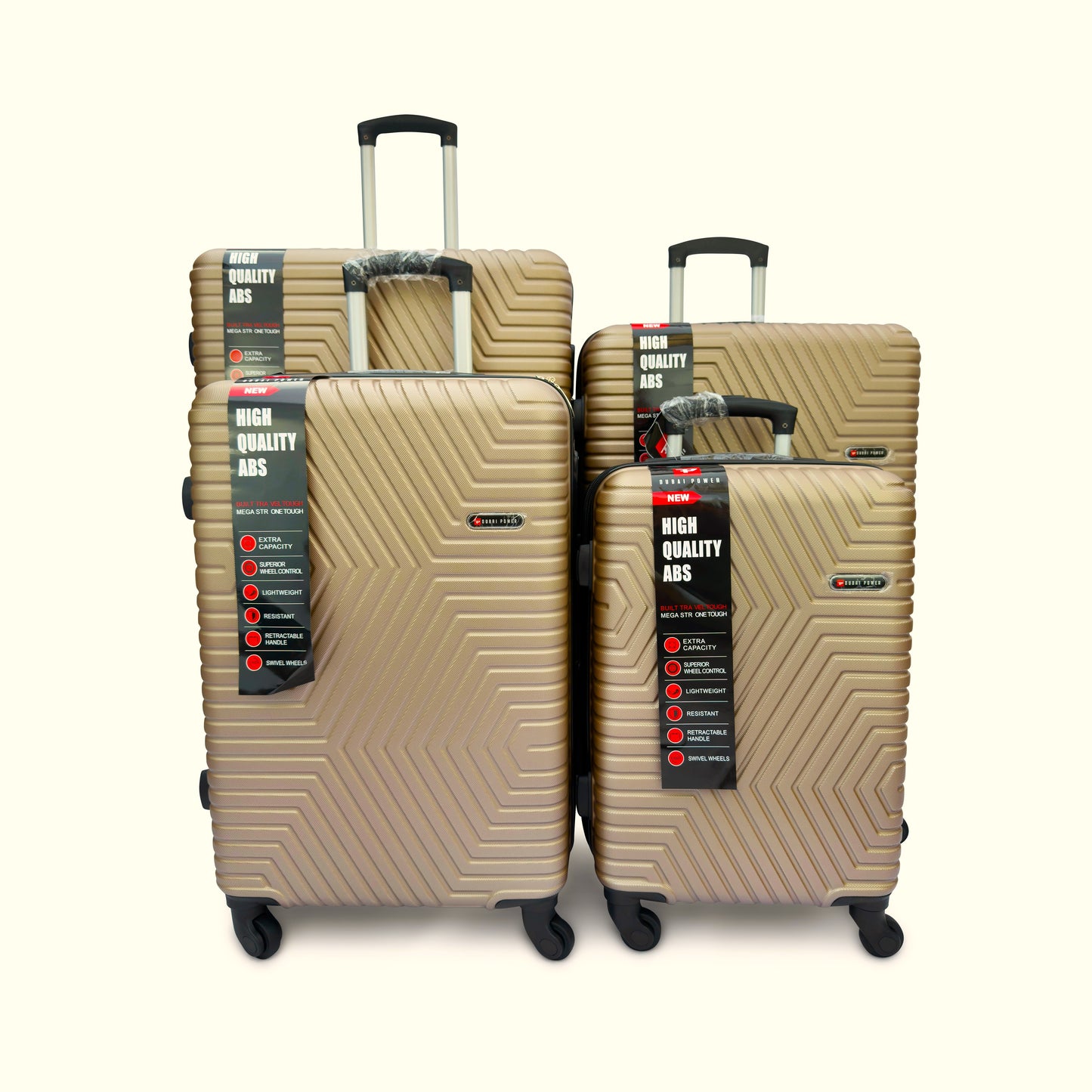 4 Piece ABS Hard Shell Suitcase Set Lightweight TSA Lock 360 Spinner Wheels
