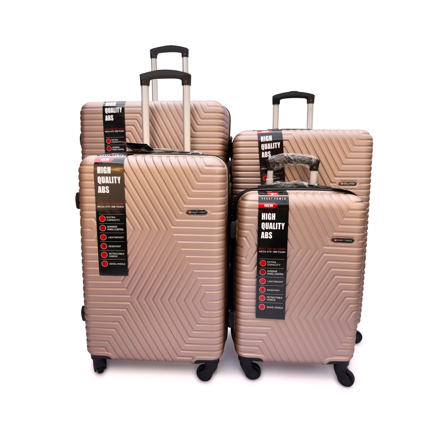 4 Piece ABS Hard Shell Suitcase Set Lightweight TSA Lock 360 Spinner Wheels