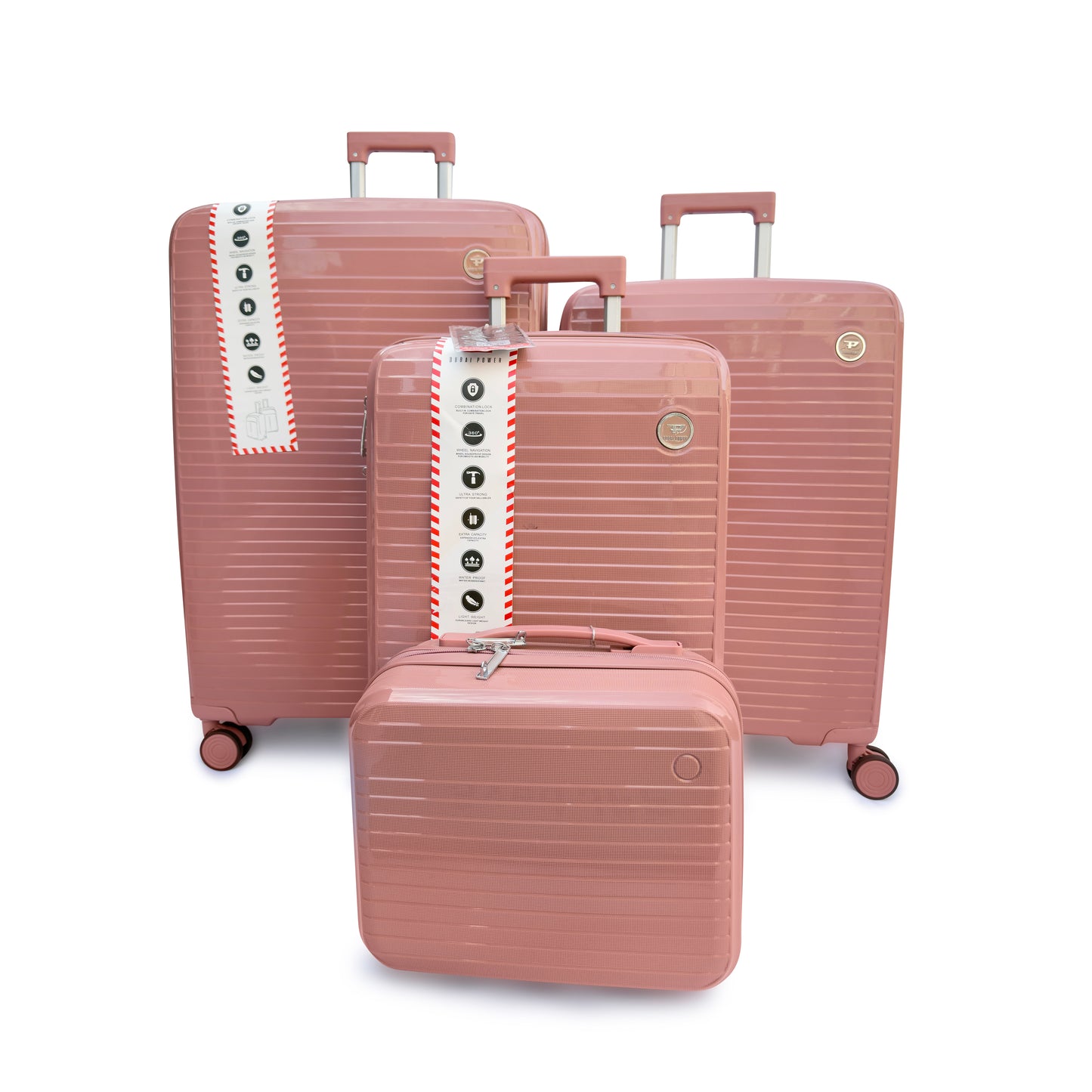 4 Piece Hard Shell Luggage Set with Beauty Case Lightweight TSA Lock Spinner
