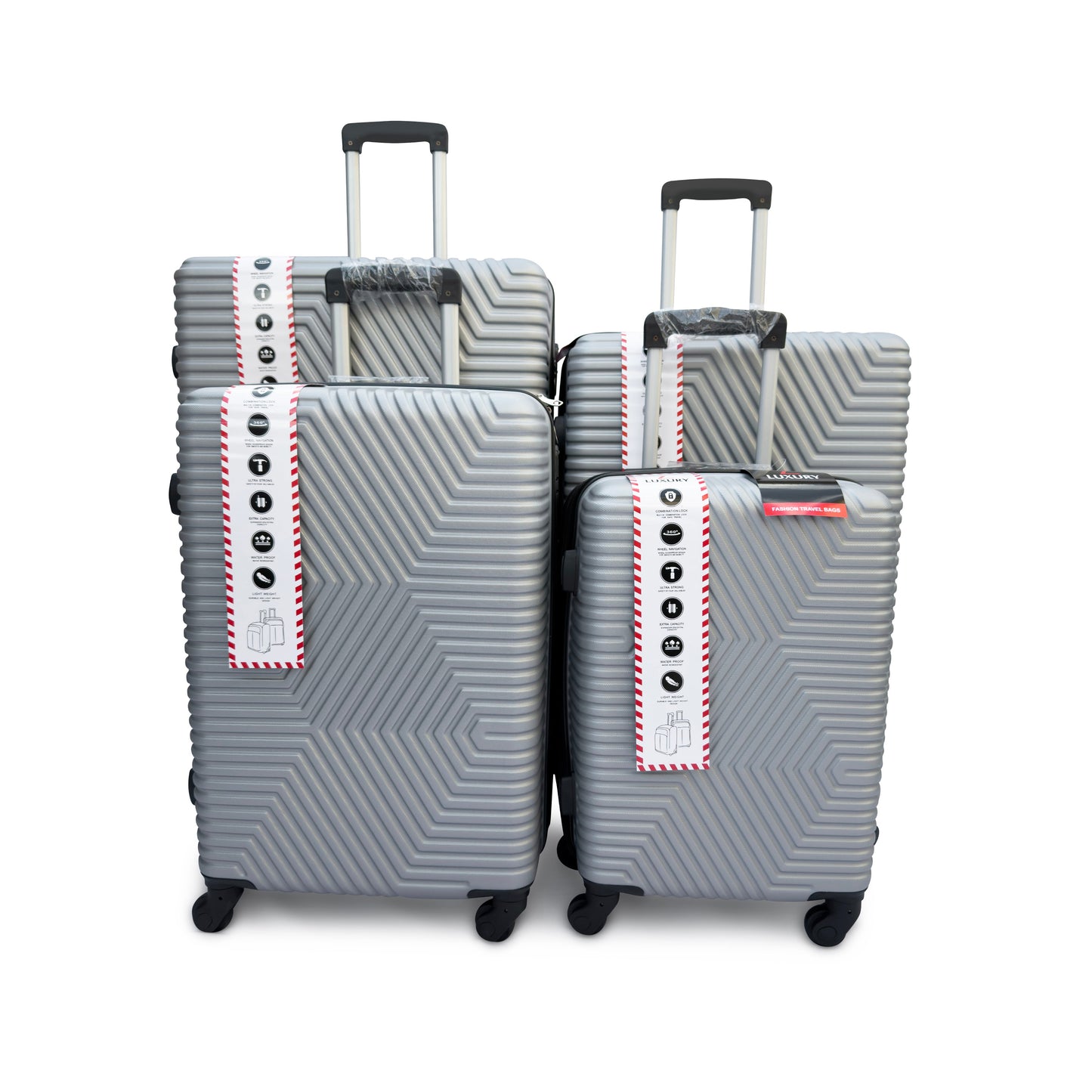 4 Piece ABS Hard Shell Suitcase Set Lightweight TSA Lock 360 Spinner Wheels - SYED JEE