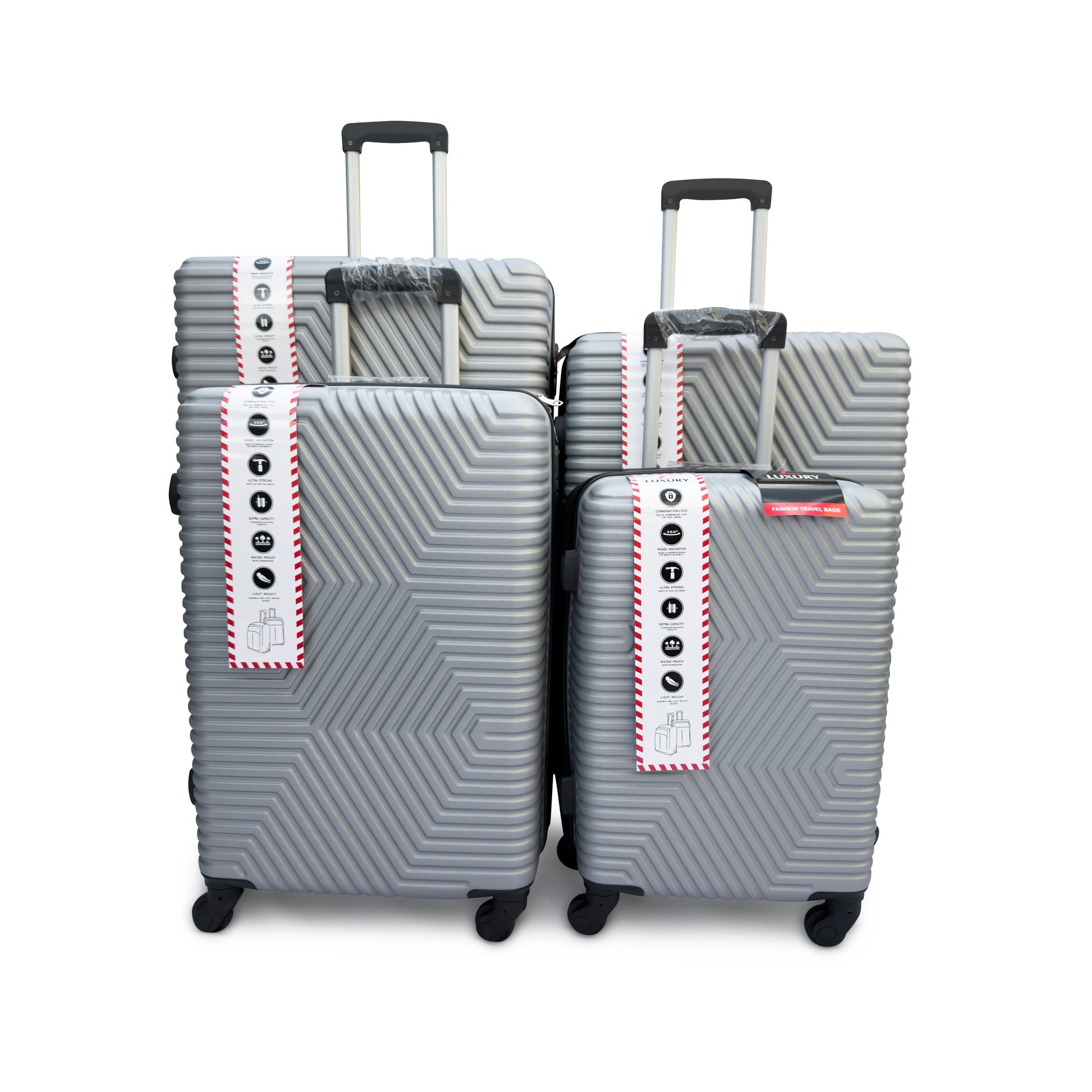 4 Piece ABS Hard Shell Suitcase Set Lightweight TSA Lock 360 Spinner Wheels - SYED JEE