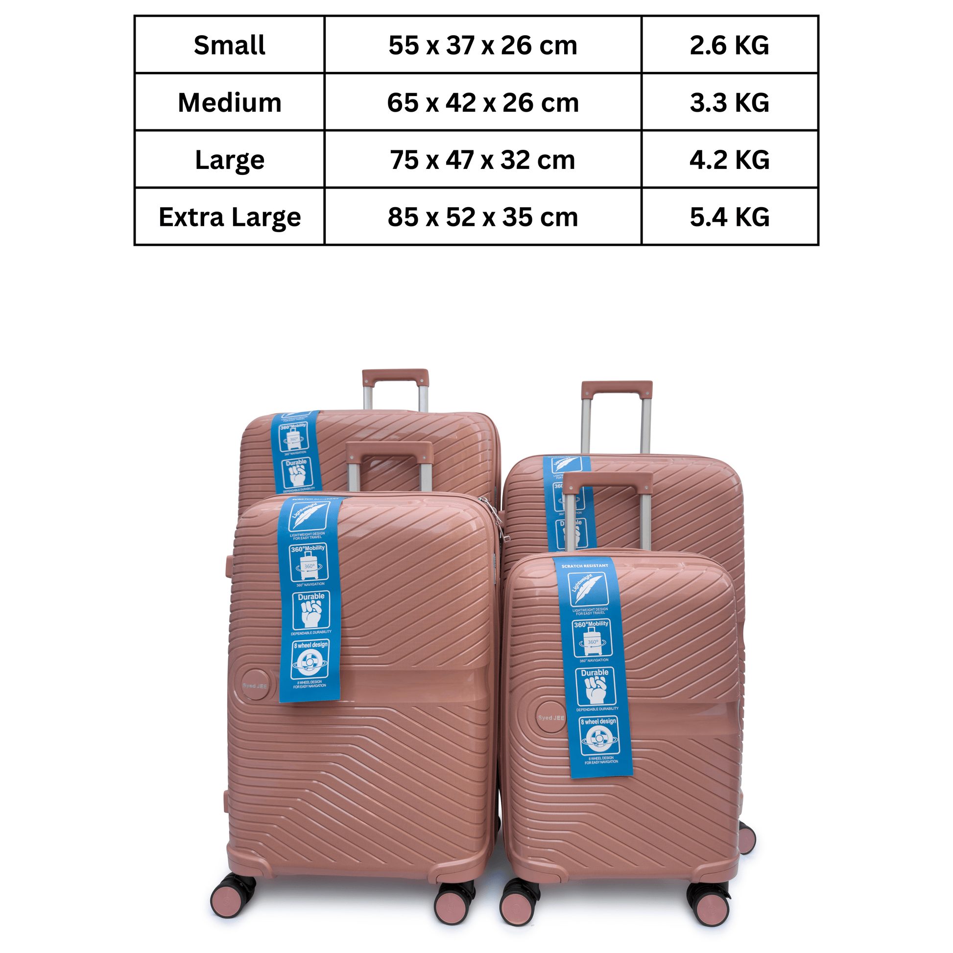 4 Piece Expandable Hard Shell Suitcase Set Lightweight TSA Lock Wheels - SYED JEE