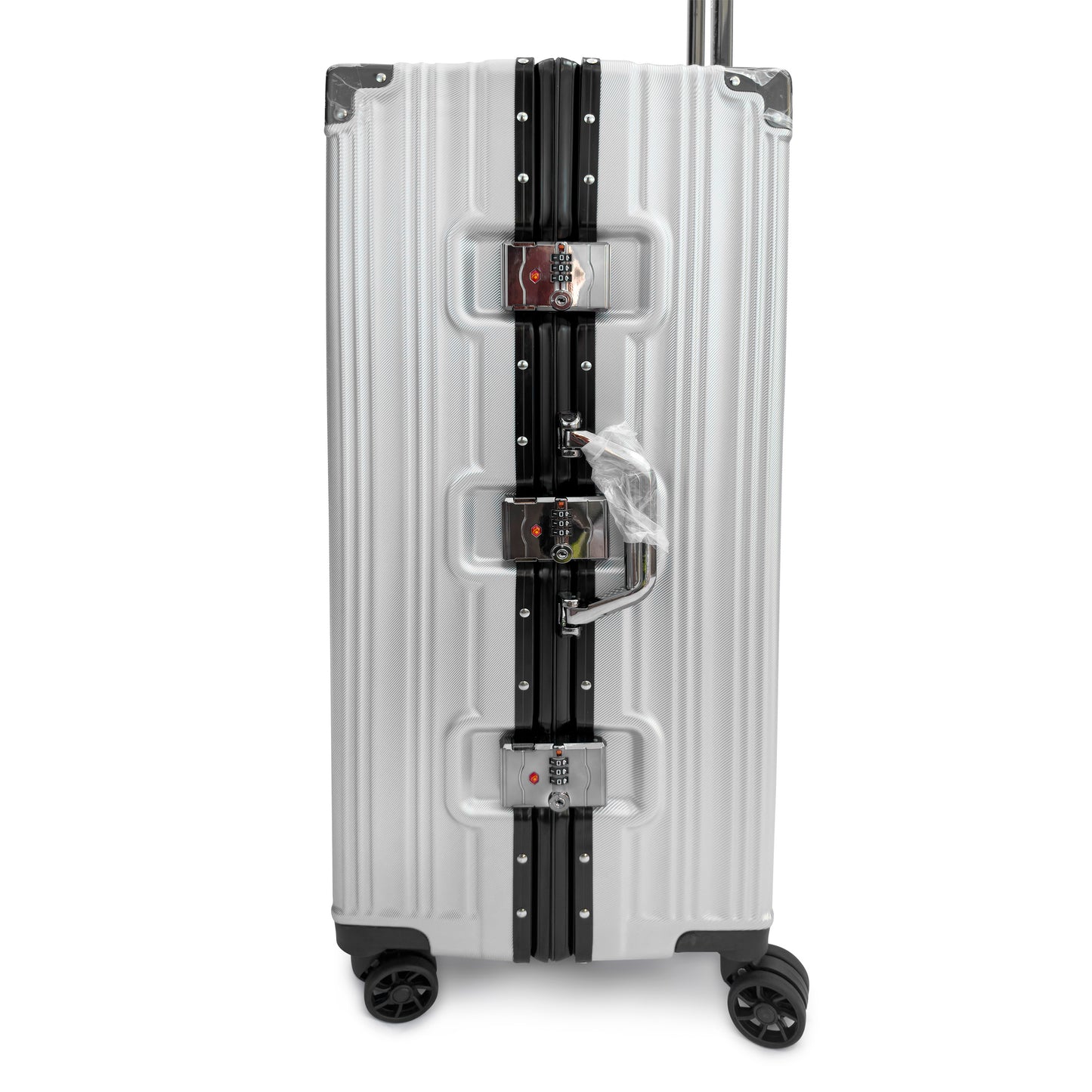 Set of 3 Aluminium Frame Hardshell Suitcases - Lightweight Luggage with TSA Lock & 360° Wheels (Charcoal, Silver, Black & Blue)