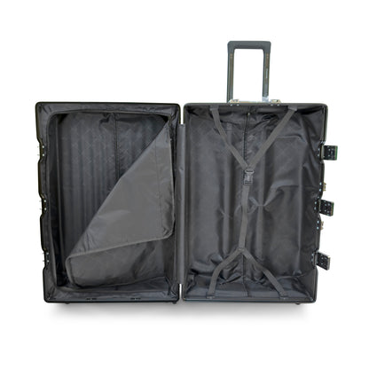 Set of 3 Aluminium Frame Hardshell Suitcases - Lightweight Luggage with TSA Lock & 360° Wheels (Charcoal, Silver, Black & Blue)
