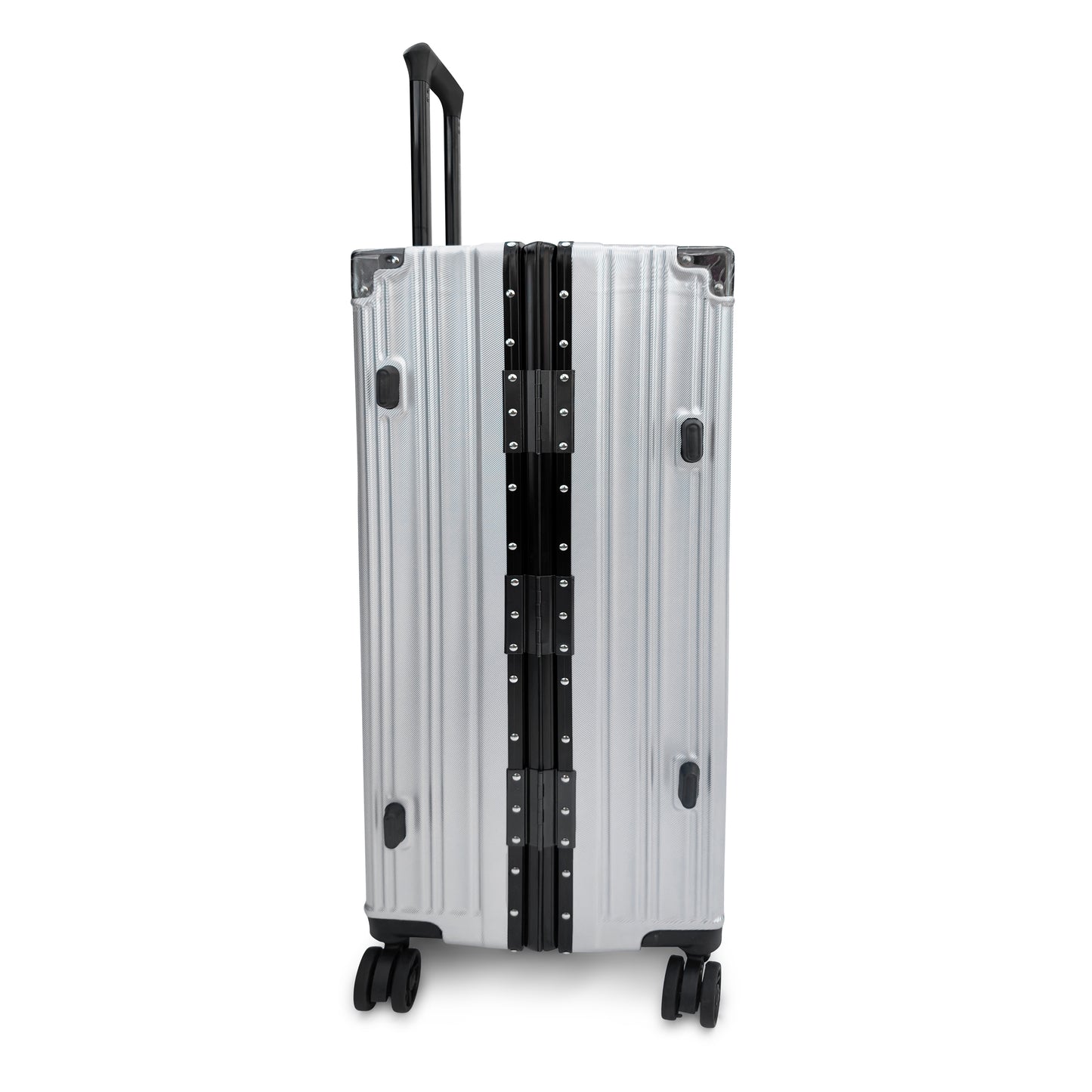 Set of 3 Aluminium Frame Hardshell Suitcases - Lightweight Luggage with TSA Lock & 360° Wheels (Charcoal, Silver, Black & Blue)