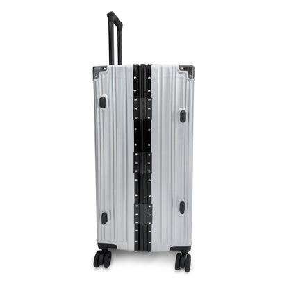 Set of 3 Aluminium Frame Hardshell Suitcases - Lightweight Luggage with TSA Lock & 360° Wheels (Charcoal, Silver, Black & Blue)