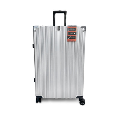 Set of 3 Aluminium Frame Hardshell Suitcases - Lightweight Luggage with TSA Lock & 360° Wheels (Charcoal, Silver, Black & Blue)