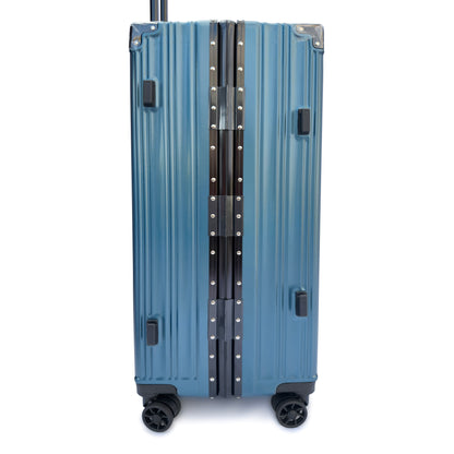 Set of 3 Aluminium Frame Hardshell Suitcases - Lightweight Luggage with TSA Lock & 360° Wheels (Charcoal, Silver, Black & Blue)