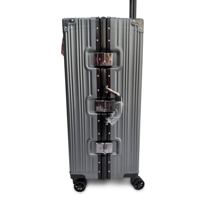 Set of 3 Aluminium Frame Hardshell Suitcases - Lightweight Luggage with TSA Lock & 360° Wheels (Charcoal, Silver, Black & Blue)