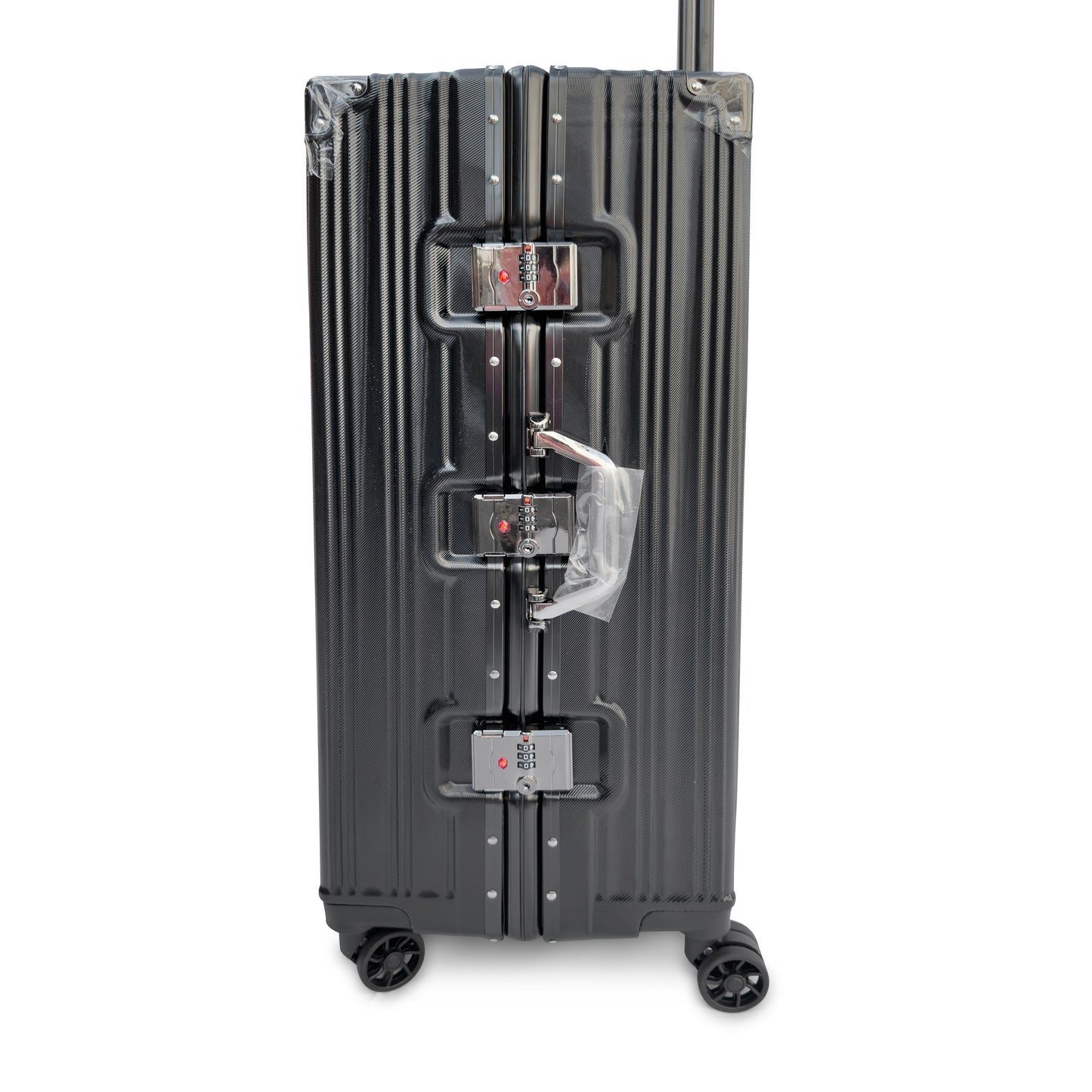 Set of 3 Aluminium Frame Hardshell Suitcases - Lightweight Luggage with TSA Lock & 360° Wheels (Charcoal, Silver, Black & Blue)