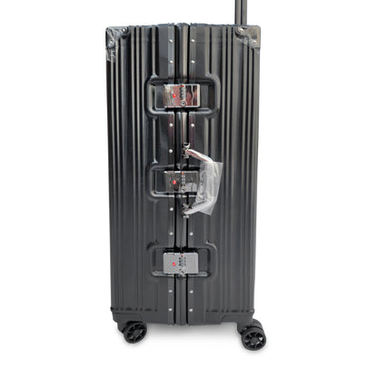 Set of 3 Aluminium Frame Hardshell Suitcases - Lightweight Luggage with TSA Lock & 360° Wheels (Charcoal, Silver, Black & Blue)