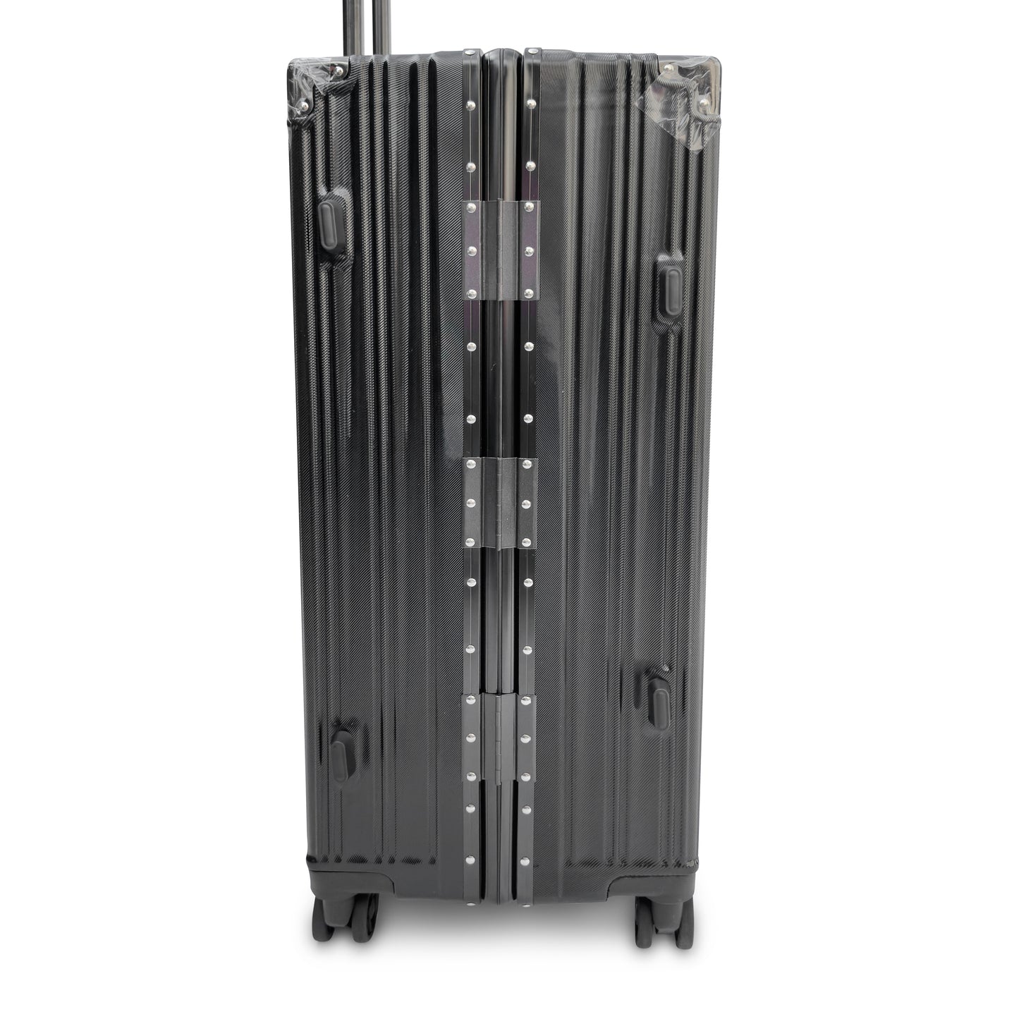 Set of 3 Aluminium Frame Hardshell Suitcases - Lightweight Luggage with TSA Lock & 360° Wheels (Charcoal, Silver, Black & Blue)