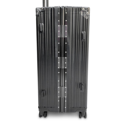 Set of 3 Aluminium Frame Hardshell Suitcases - Lightweight Luggage with TSA Lock & 360° Wheels (Charcoal, Silver, Black & Blue)