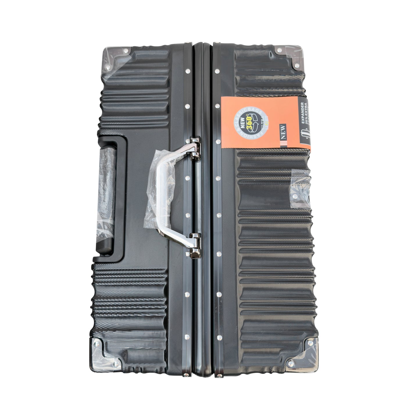 Set of 3 Aluminium Frame Hardshell Suitcases - Lightweight Luggage with TSA Lock & 360° Wheels (Charcoal, Silver, Black & Blue)